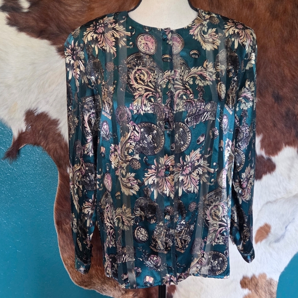 Elegant Teal and Purple Women's Blouse